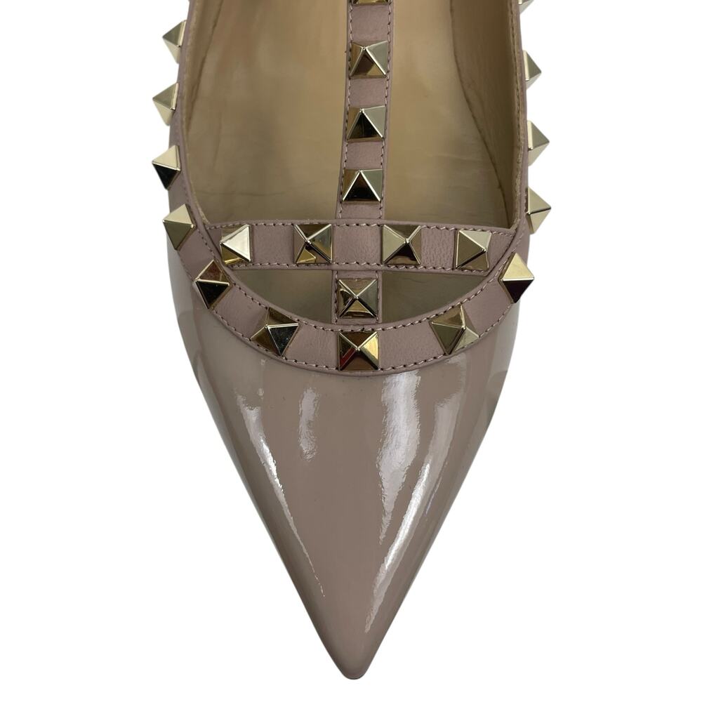 Valentino Garavani Rockstud Caged Patent Leather Flats Pink Size 38.5 - Picture 6 of 14